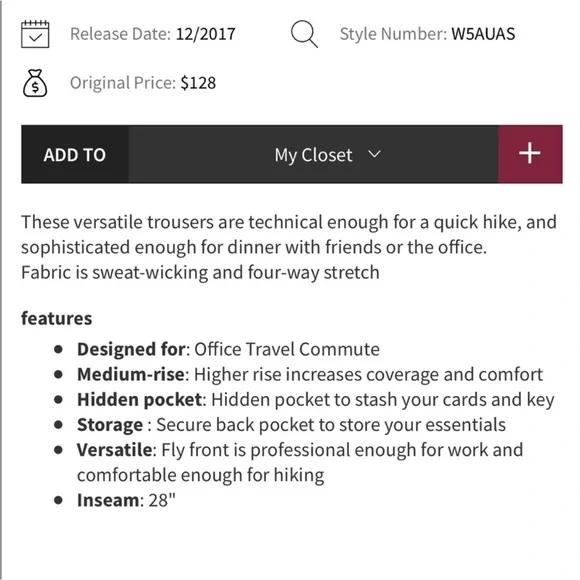 Lululemon City Trek Trouser Pant ll size 10 black - Picture 16 of 16